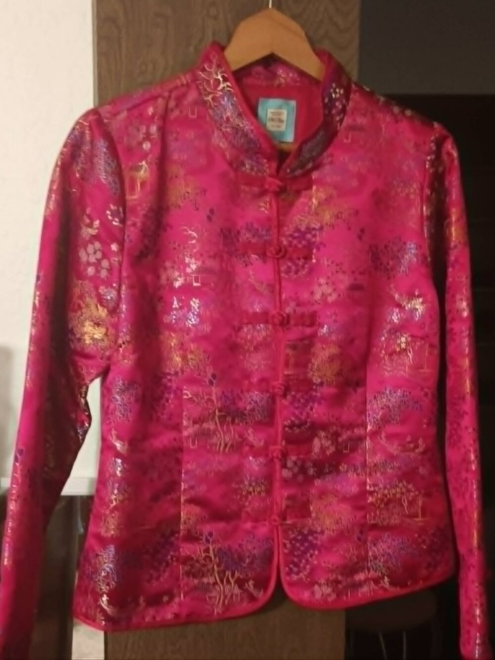 Vintage Old Navy - fitted Asian-inspired satin jacket w/Mandarin collar